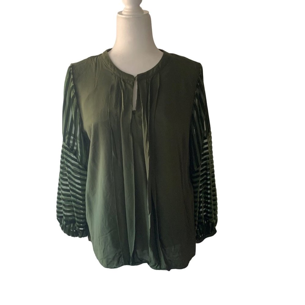 Soft Surroundings Moonstone Blouse Top Women's Long Sleeve Size L